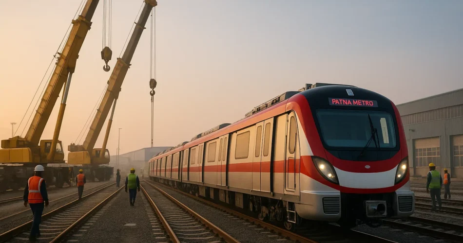 Patna Metro train at elevated station