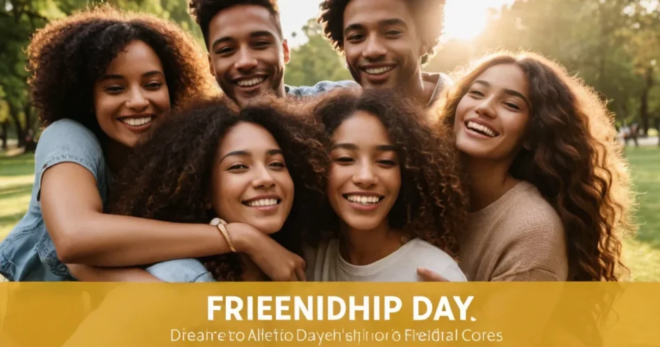 Friendship Day Quotes 2025 – Happy friends laughing together in park